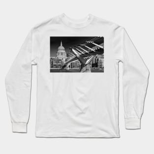 St Paul's Cathedral London Millennium Bridge Long Sleeve T-Shirt